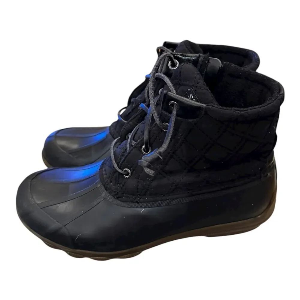 Sperry Women’s Saltwater Seacycled Black Duck Boots 8.5